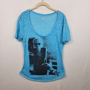 Converse One Star Women Short Sleeve T-Shirt Large Blue